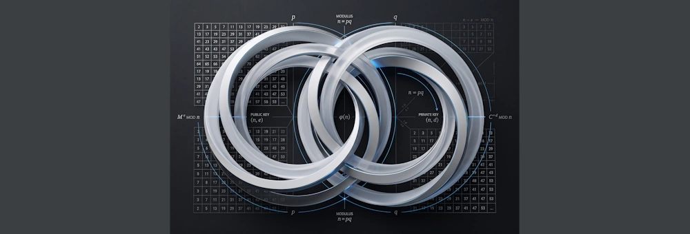 Several metal rings encircle different byte representations on a dark technical surface.